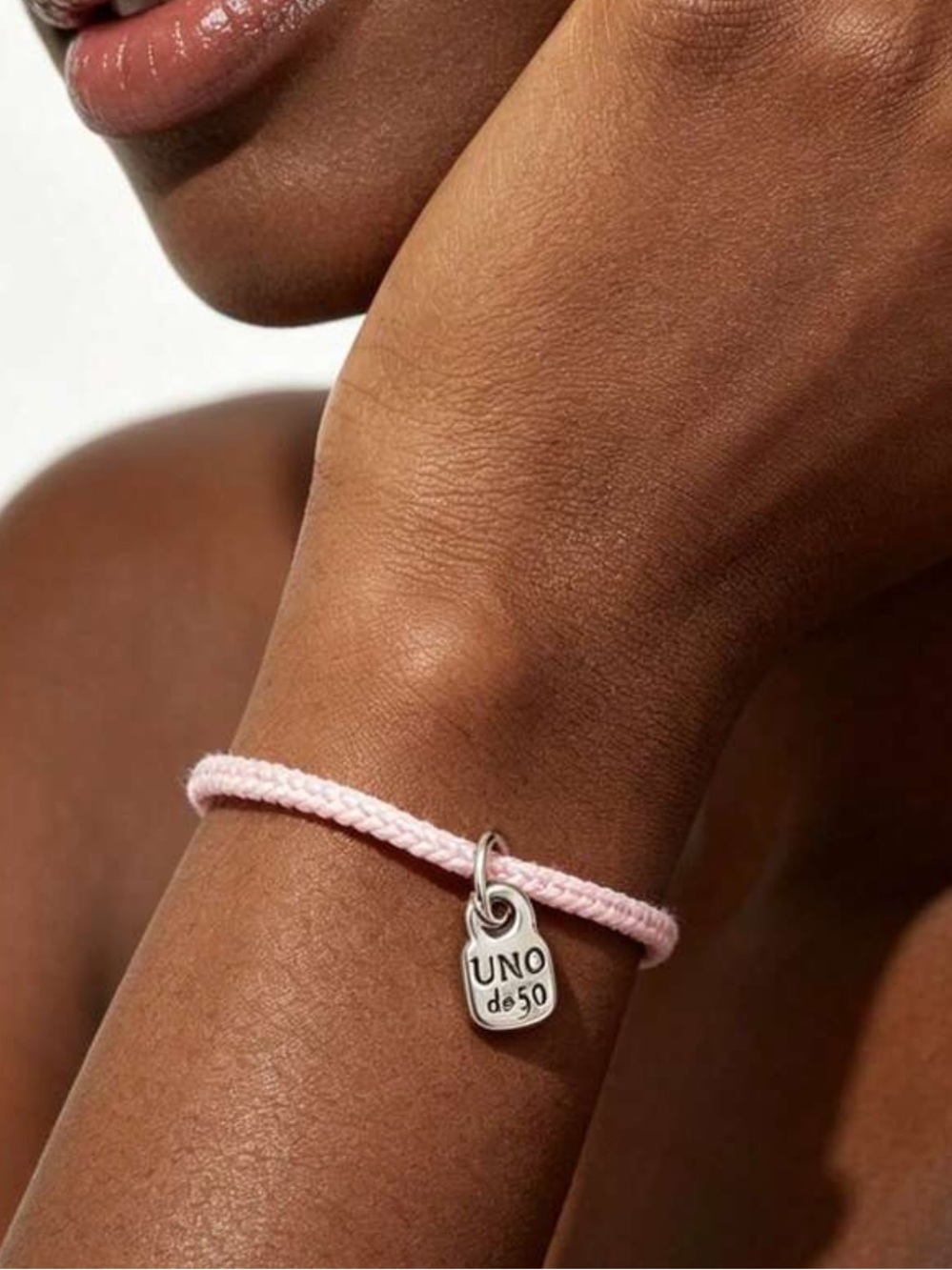 New Uno de 50 Adjustable Black Bracelet with charm. NO box